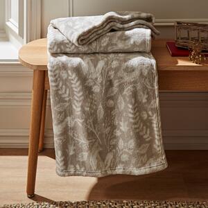 Printed Fleece Fox and Hare Throw 130x160 Natural Brown/White