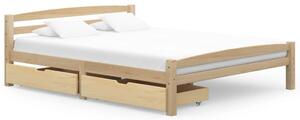Bed Frame with 2 Drawers Solid Pinewood 160x200 cm