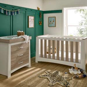 CuddleCo Ada 2 Piece Nursery Furniture Set, White Ash White/Brown