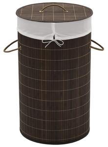 Bamboo Laundry Bin Round Dark Brown