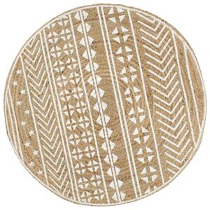 Handmade Rug Jute with White Print 120 cm