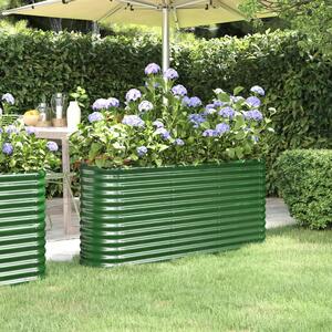Garden Raised Bed Powder-coated Steel 152x40x68 cm Green