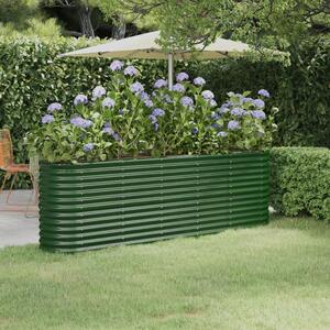 Garden Raised Bed Powder-coated Steel 224x40x68 cm Green