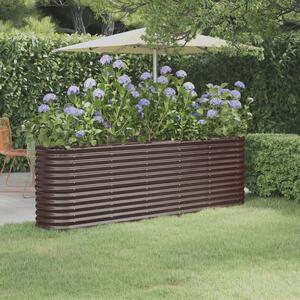 Garden Raised Bed Powder-coated Steel 224x40x68 cm Brown