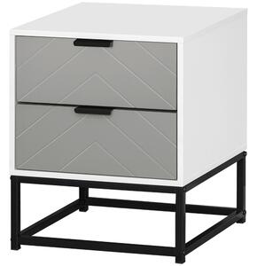 HOMCOM Bedside Cabinet, 2 Drawer Storage Unit with Unique Shape & Metal Base, Nightstand for Bedroom, Living Room, Study Room, Dorm Aosom UK