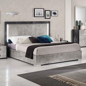 Delora High Gloss Super King Size Bed in Grey Stone Effect and LED