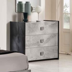 Delora High Gloss Chest of 3 Drawers in Grey Stone Effect