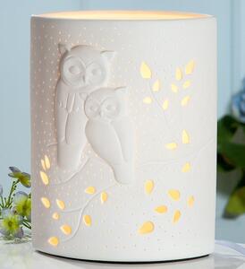 Allegan Large Porcelain Owl Design Table Lamp In White