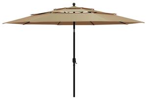 3-Tier Garden Parasol with Aluminium Pole Taupe 3.5 m