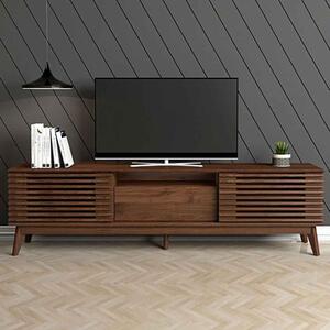 Ilford Wooden TV Stand With 2 Sliding Doors In Columbian Walnut