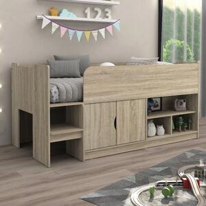 Karlstad Wooden Mid Sleeper With Cupboard In Oak