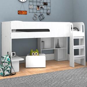Karlstad Wooden Mid Sleeper With Bookcase In White