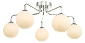 Dar Lighting FEY0550-02 Feya 5 Light Semi Flush Ceiling Light In Polished Chrome With Opal Glass