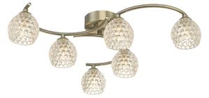 Dar Wisebuys Nakita 6 Light Semi Flush Ceiling Light In Antique Brass With Dimpled Glass