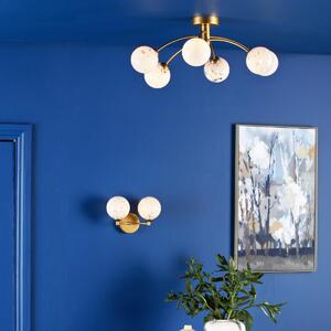 Dar Lighting Izzy 6 Light Semi Flush Ceiling Light In Gold With Confetti Glass