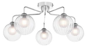 Dar Lighting Feya 5 Light Semi Flush Ceiling Light In Chrome With Clear And Opal Glass