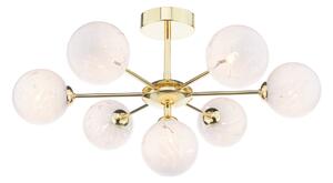 Dar Lighting Cohen 7 Light Semi Flush Ceiling Light In Polished Gold With Confetti Glass