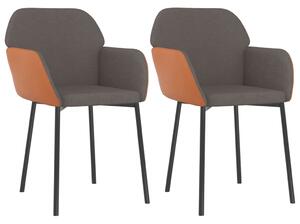 Dining Chairs 2 pcs Dark Grey Fabric and Faux Leather