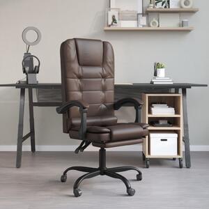 Massage Reclining Office Chair Brown Faux Leather