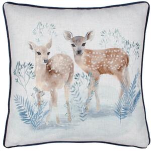 Evans Lichfield Winter Fawns Piped Filled Cushion Multi