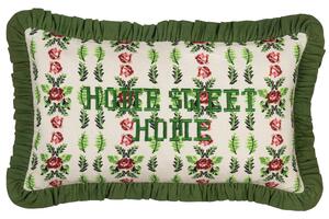 Feeoni Home Sweet Home Embroidered Cotton 30cm x 50cm Filled Cushion Willow Green