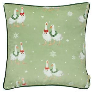 Evans Lichfield Winter Geese Velvet Piped 43cm x 43cm Filled Cushion Multi