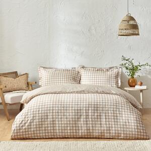 Barton Check Reversible Duvet Cover Bedding Set Biscuit