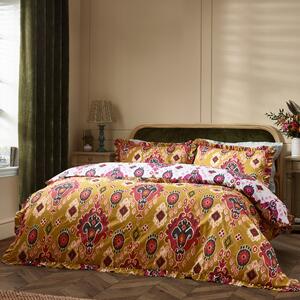 Dawson Ikat Reversible Duvet Cover Bedding Set Amber