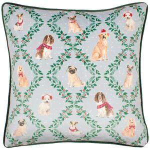 Evans Lichfield Christmas Dog Friends Velvet Piped 43cm x 43cm Filled Cushion Multi