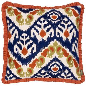 Henderson Embroidered Cotton 45cm x 45cm Filled Cushion Amber Cerulean