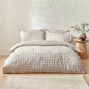 Barton Check Reversible Duvet Cover Bedding Set Natural