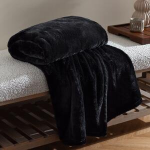 Kallu Double-Sided Faux-Fur 130cm x 180cm Throw Black