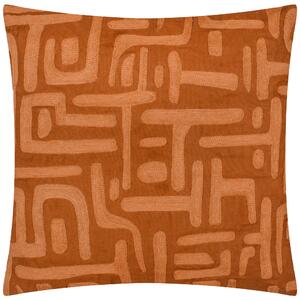 Brooke Embroidered Cotton 45cm x 45cm Filled Cushion Copper