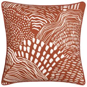 Nola Abstract Piped 45cm x 45cm Filled Cushion Chestnut