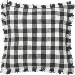 Barton Check Fringed Filled Cushion 45cm x 45cm Black