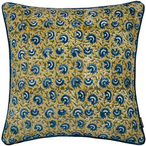 Chedworth Piped Velvet 50cm x 50cm Filled Cushion Lemon True Blue