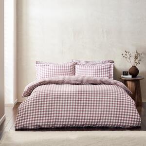 Barton Check Reversible Duvet Cover Bedding Set Berry