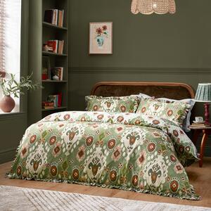 Dawson Ikat Reversible Duvet Cover Bedding Set Cedar Green