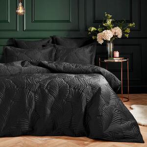 Palmeria Quilted Velvet Duvet Cover Bedding Set Black