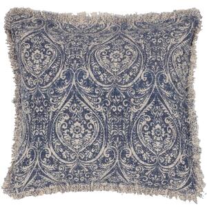 Durelle Damask Fringed 50cm x 50cm Filled Cushion Delph Blue