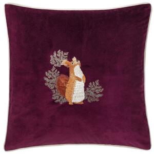 Pineberry Forest Piped Velvet Filled Cushion 45cm x 45cm Plum