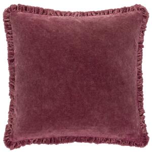 Bertie Cotton Velvet 45cm 45cm Filled Cushion Burnt Red