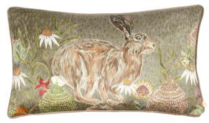 Meadow Bloom Hazel Hare Chenille Piped 30cm x 50cm Filled Boudoir Sage