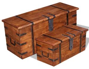 Two Piece Storage Chest Set Solid Wood