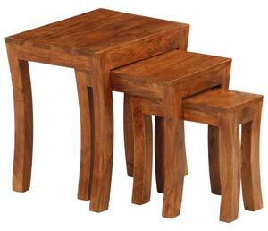Nesting Table Set 3 Pieces Solid Acacia Wood 50x35x50 cm Brown