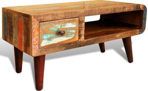 Coffee Table with Curved Edge 1 Drawer Reclaimed Wood