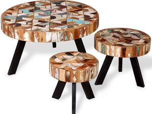Three Piece Coffee Table Set Solid Reclaimed Wood