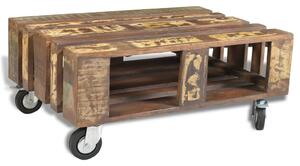 Coffee Table with 4 Wheels Reclaimed Wood