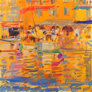 Graham, Peter - Fine Art Print Boats in Harbour, Saint-Tropez, (40 x 40 cm)