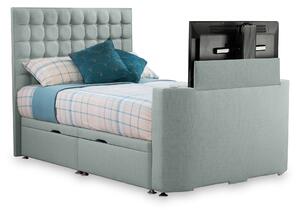 Bridgeford Upholstered Faux Linen Side Ottoman TV Bed | Double King & Superking | Roseland